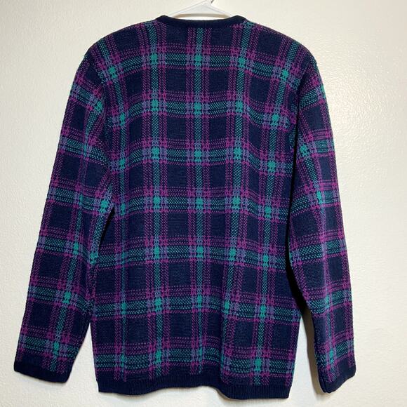 Vintage Pendleton Cardigan 100% Virgin Wool Double Breasted '50s Plaid Purple M - Picture 5 of 5